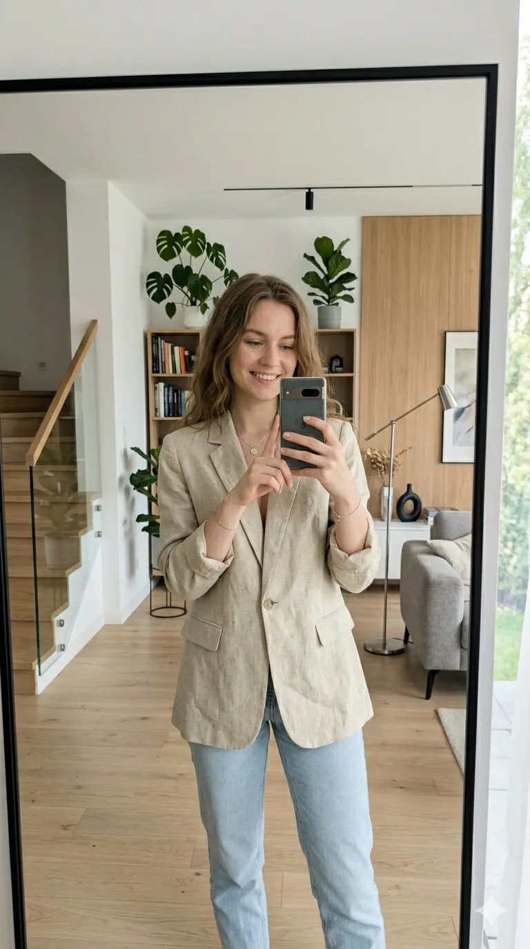 Shopper in the linen blazer generated by Wearlo